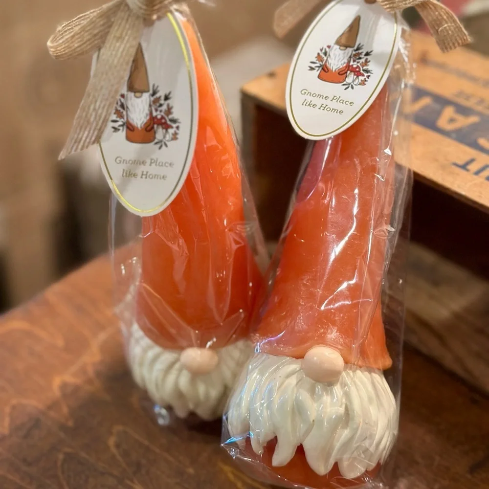 2 Gnome Candles and British Gnome Dish Towel